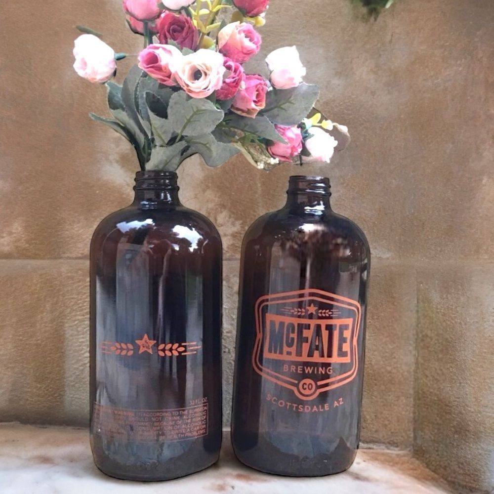 McFate Brewing Co. Scottsdale AZ Brown Glass Beer Bottles Set of 2